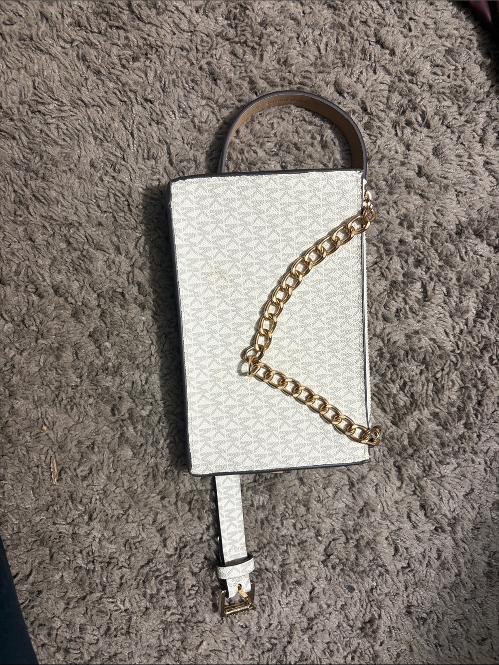Michael Kors White Chain-Accent Women's Belt Bag